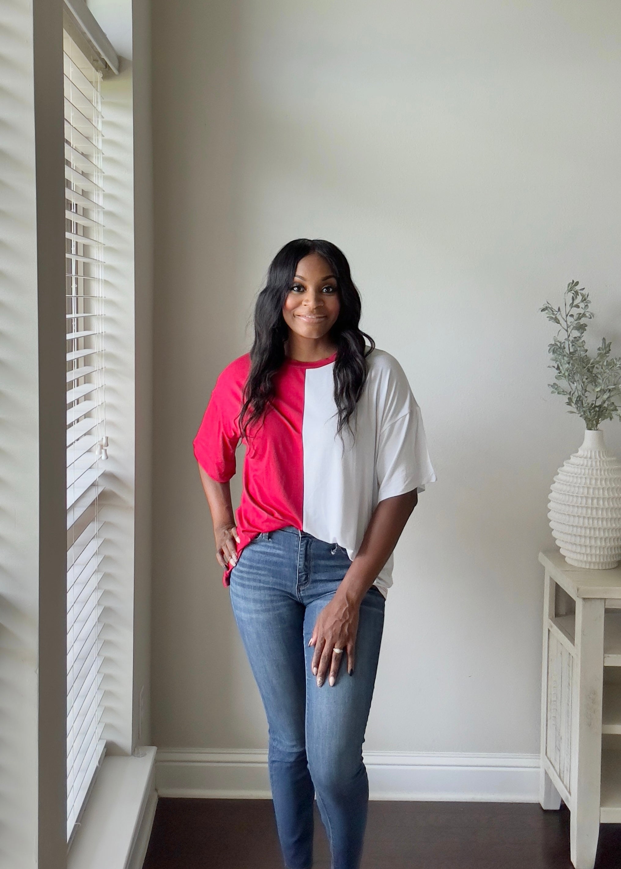 The Game Day Knit Top (Red/White) – Ladybugs Boutique, LLC