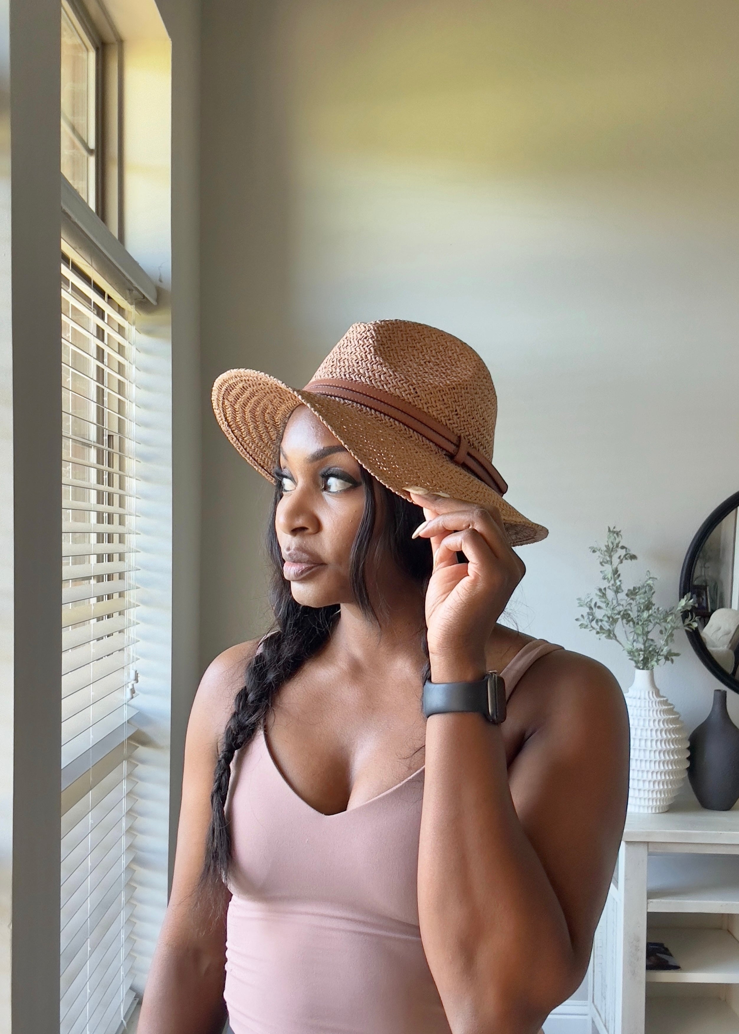 The Panama Hat with Faux Leather Band Accent – Ladybugs  display picture 1