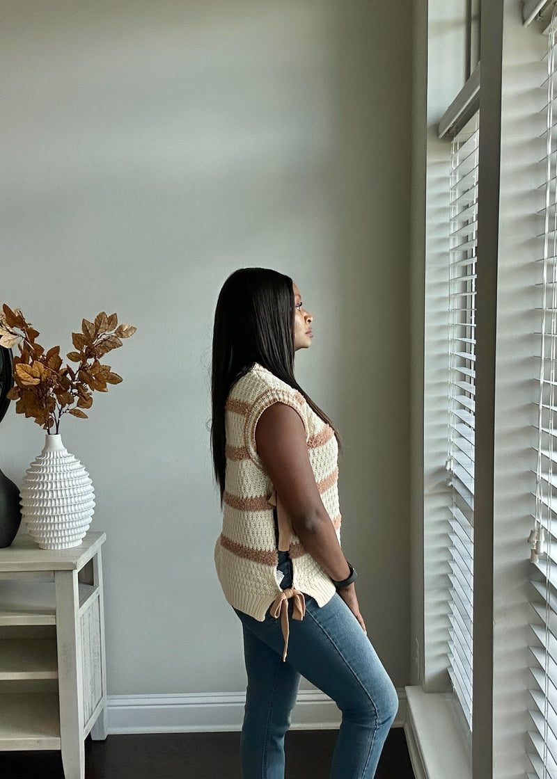 My Good Side Striped Sleeveless Sweater