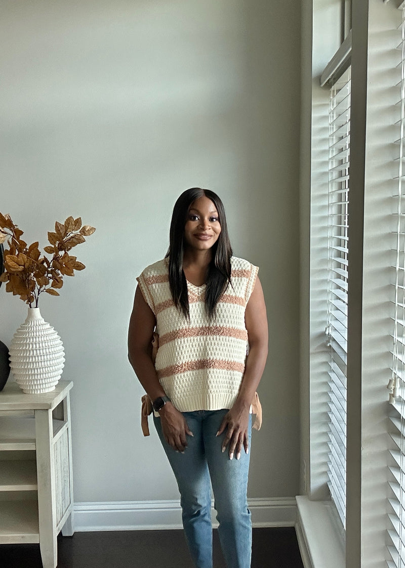 My Good Side Striped Sleeveless Sweater