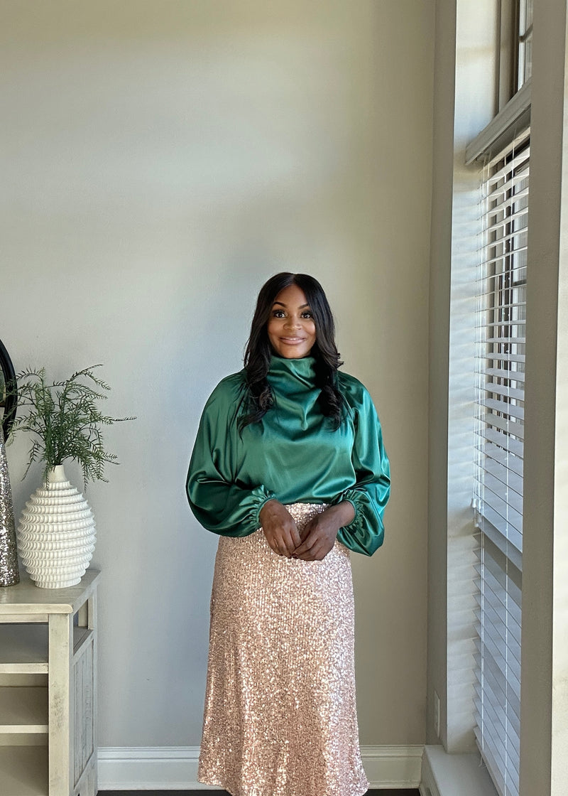 The Mistletoe Satin Cowl Blouse