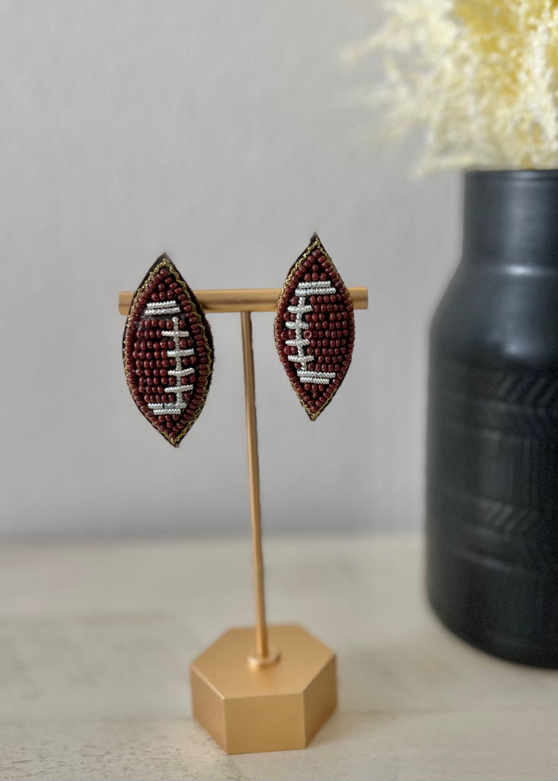 Football Seed Bead Earrings