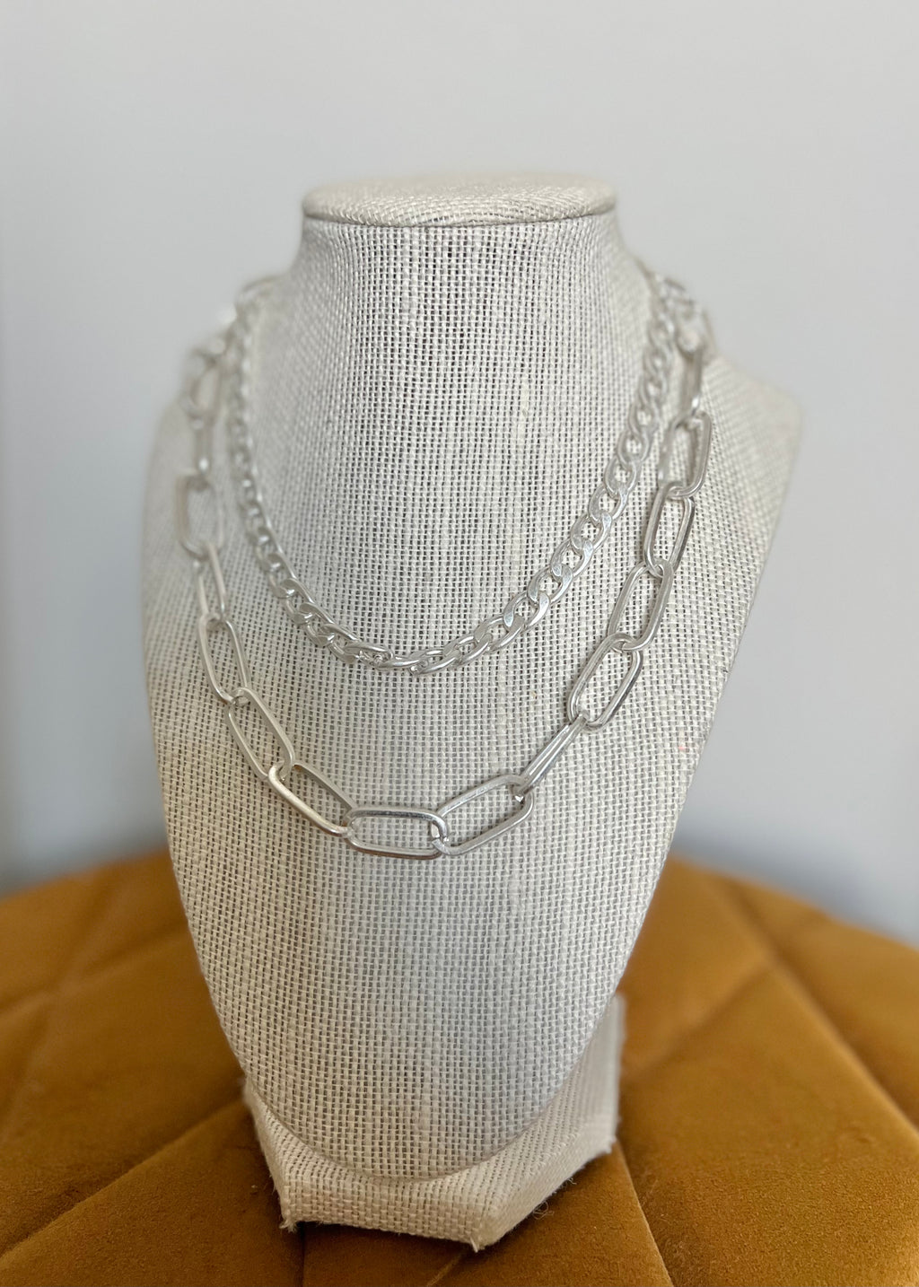 Double-Layered Chain Link Necklace || Silver