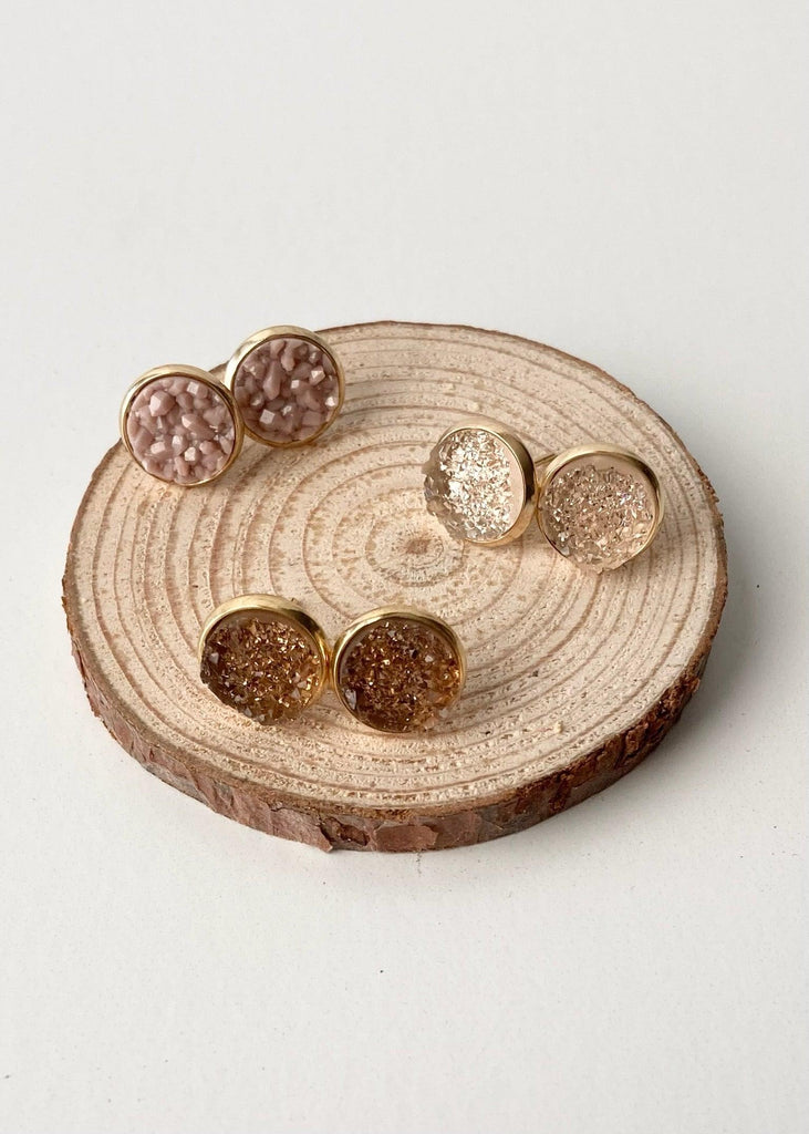 druzy earrings stud earrings, fashion earrings, druzy earrings, stud earrings,  Ladybugs Boutique, Baby, Kids and Women Boutique Mobile and Semmes , Alabama