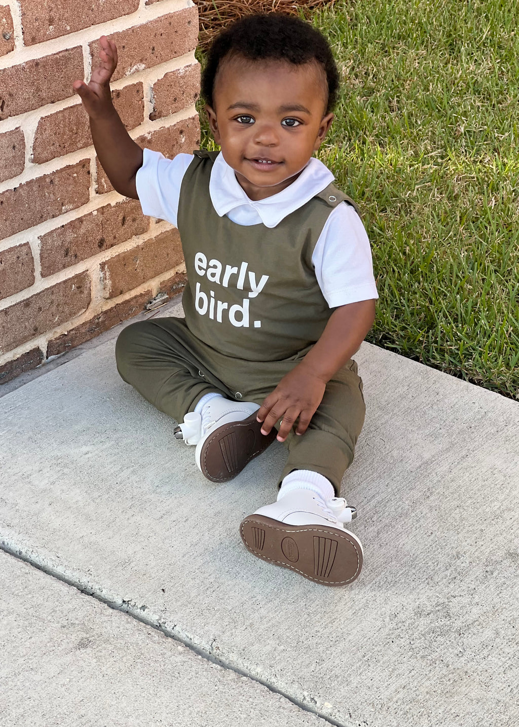 denver and james early bird unisex romper jumpsuit, baby clothes, baby boutique fashion,  Ladybugs Boutique, Baby, Kids and Women Boutique Mobile and Semmes , Alabama