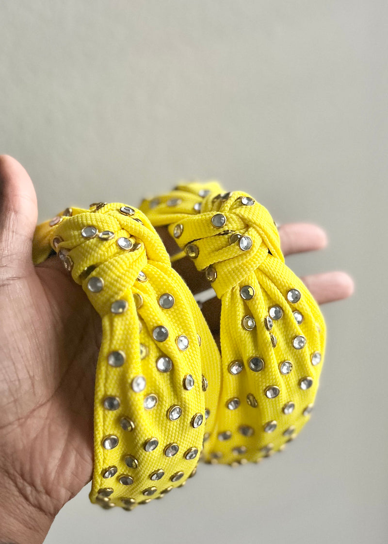 Studded Top Knot Headband || Yellow